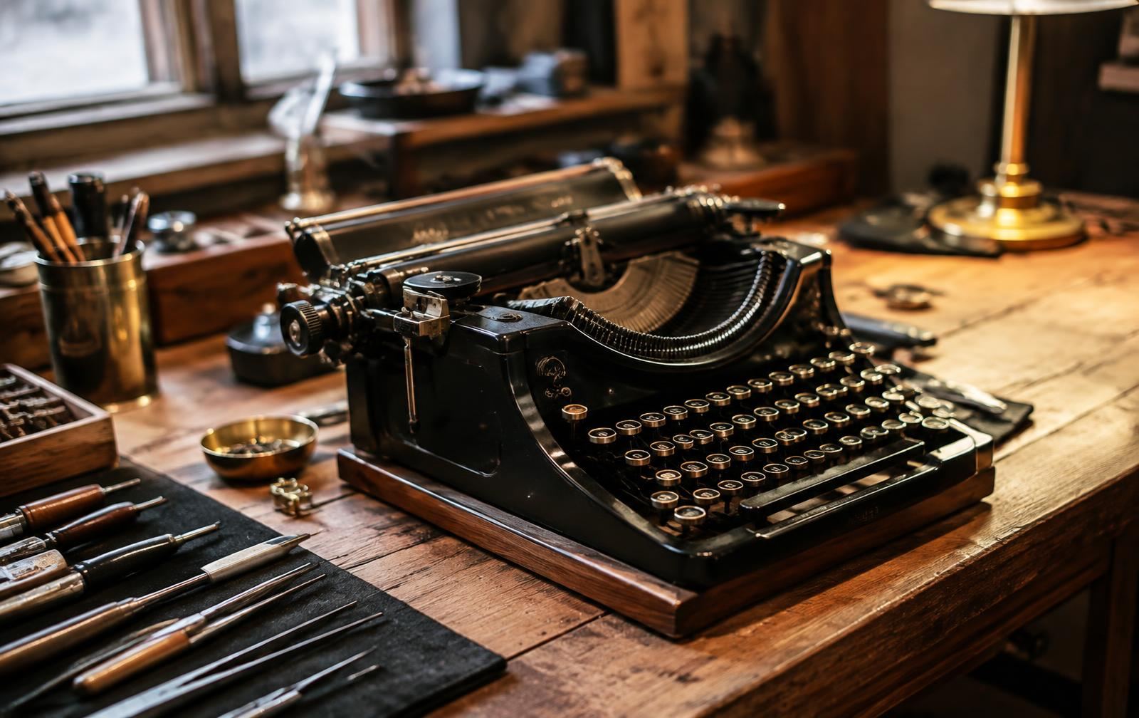 Garrickaro Co. typewriter repair shop workbench