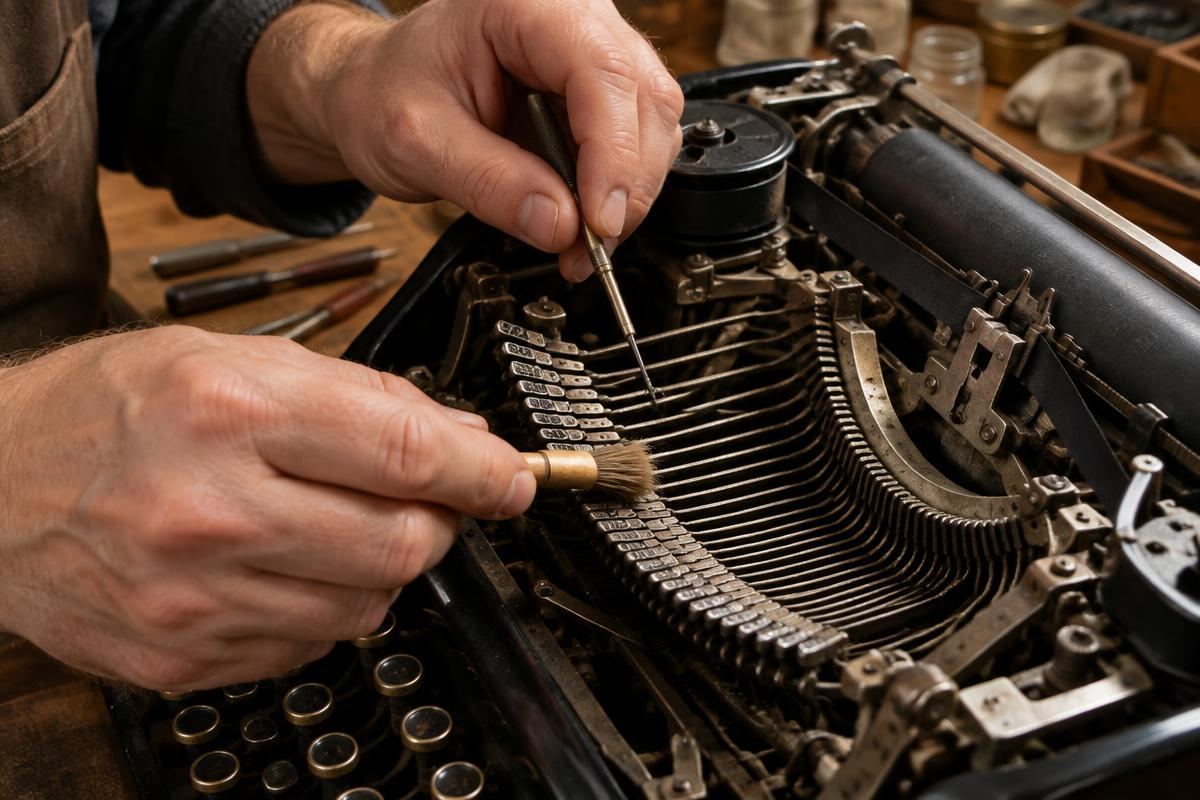Typewriter mechanism close-up